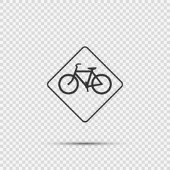 Bicycle Traffic Warning Sign on transparent background
