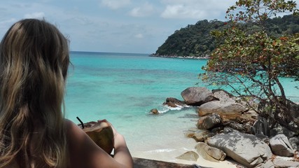 Blue water and coconut vacation