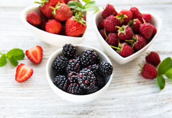 Bowls with summer berries