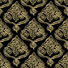 floral golden seamless pattern. vector illustration 