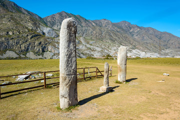 Ancient steles in the Altai Mountains