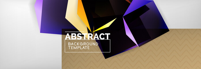 Triangular 3d geometric shapes composition, abstract background