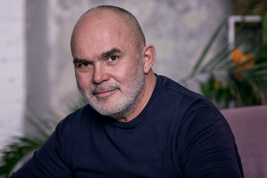 Old Bald Gray-haired Man, Close-up