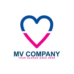 MV letter logo design vector template