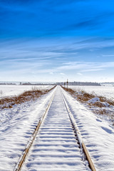 rail sous la neige