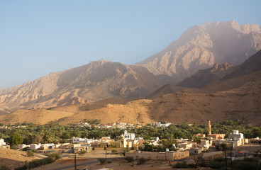 Small Omani village under the mountains and near Qurayyat (Oman)