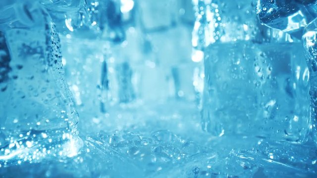 Ice cubes closeup, abstract background.