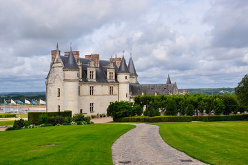 Chateau d'Amboise, one of the famous castles of Loire Valley, France, seen from its gardens....