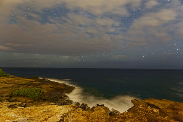 Fototapeta na wymiar Oahu coastline at night