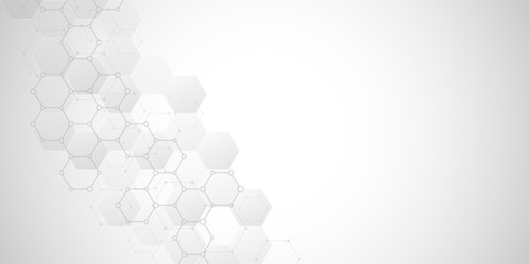Geometric background texture with molecular structures and chemical engineering. Abstract background of hexagons pattern.