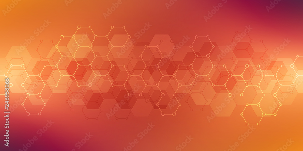 Poster geometric background texture with molecular structures and chemical engineering. abstract background