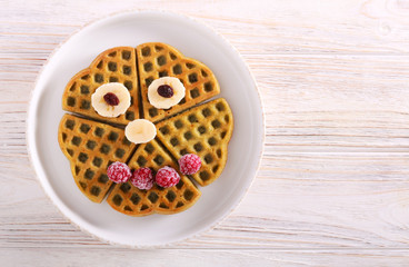 Waffles with fruits, decorated