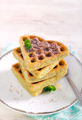 Matcha waffles with sweet topping