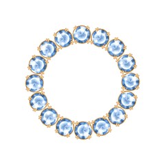 Round frame from realistic gems and jewels. Isolated on white