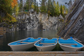 Russia. Karelia. Ruskeala mountain Park is a former marble quarry filled with groundwater.