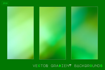 Abstract soft green vector gradient blurred backgrounds. Modern ecology concept design for mobile apps, screens, banners, posters