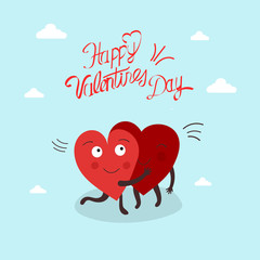 Couple in love concept, two cute hearts hugging