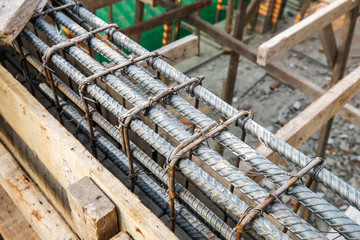 Reinforced Concrete Beam Construction in the New Building Construction Work Site