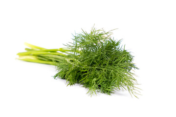 Fresh and healthy green dill on white background