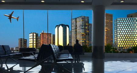 vista dello skyline norrurno di Parigi dall'aeroporto