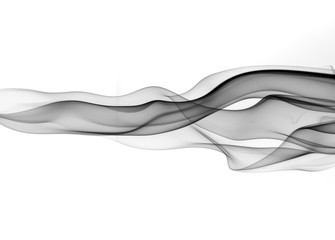 Black smoke on white background. abstract art, movement of smoke fire design