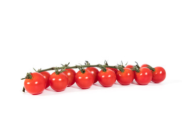 Ripe delicious tomatoes on white background