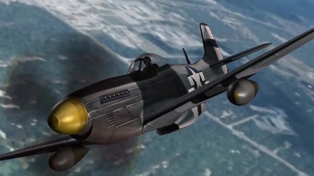 Dogfight - Air combat between two propeller military fighter aircrafts from the WW2 - 3D animation