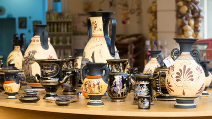 Greek vases in the gift shop.