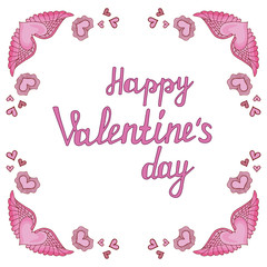 Heart of floral elements. Valentine's day, holiday card flyer, frame for wedding greetings, Declaration of love, invitation, celebration. Illustration of pink, green. Easy to use for design. eps10