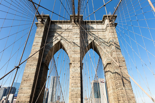 Close-up Of Brooklyn Bridge In New York City