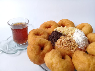 Big size donuts and tea