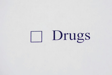 Checklist box - Drugs. Check form concept