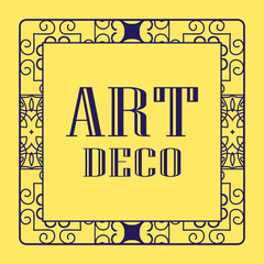 Fototapeta premium Vintage invitation frame in art deco. Retro style border frame and label. Old retro vintage deco art design