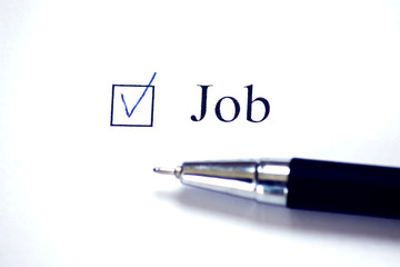 Checklist with a word Job on white paper. Checkbox concept.