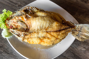 deep fried sea bass fish