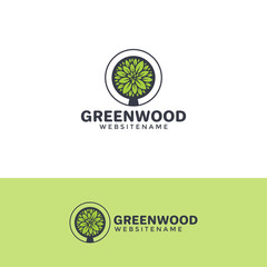 Tree logo design graphics. Horizontal and vertical versions