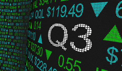 Q3 3rd Quarter Period Stock Market Ticker Words 3d Illustration