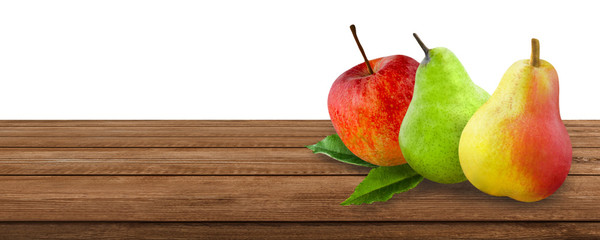Fototapeta na wymiar Pears and apples - background
