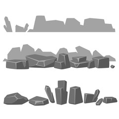 Set of gray stones for a gaming background