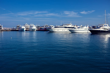 Hurghada, Egypt - 2018 December - Yachts parking in the New Marina
