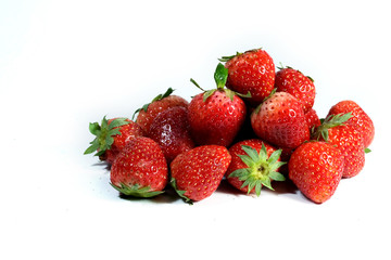 Red strawberry on white background and space for write wording, popular western fruit feed in higher part of Thailand, feel good meaningful fruit for love especially for valentines events
