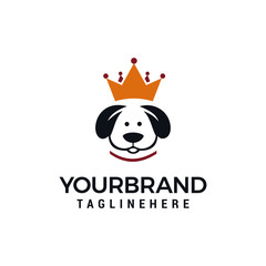 king dog logo design concept , dog crown vector logo design template