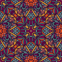 Colorful Tribal Ethnic Festive Abstract Floral Vector Pattern