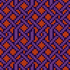 Fototapeta premium Knitted ornate seamless pattern