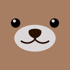 Cute bear face over brown background.