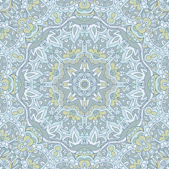 Cute Seamless abstract mandala floral pattern vector background in pastel colour