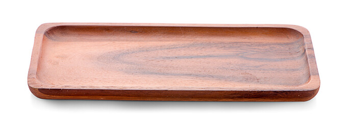 wooden plate isolated on white background