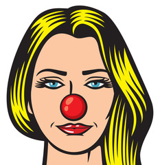 Beautiful woman - Red nose day illustration