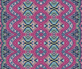 Ethnic tribal pattern vector seamless fabric print.