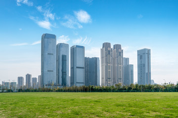 Architectural landscape of commercial building in central town